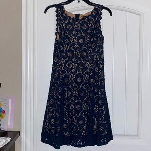 Blue lace mid-length dress